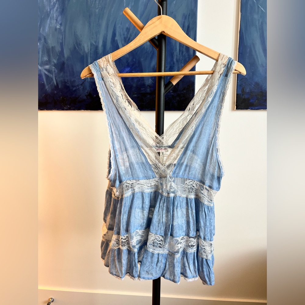 Intimately Free People Blue Lace Top